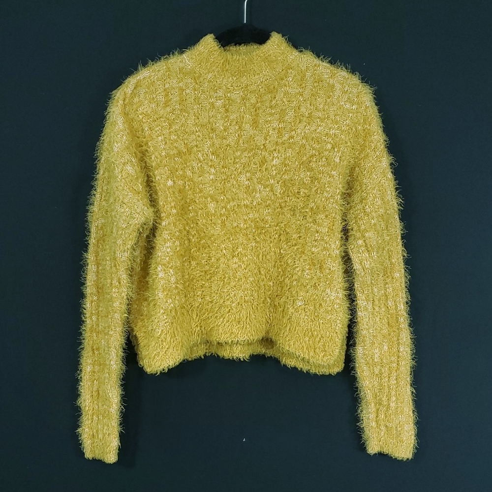 Fuzzy mustard yellow sweater